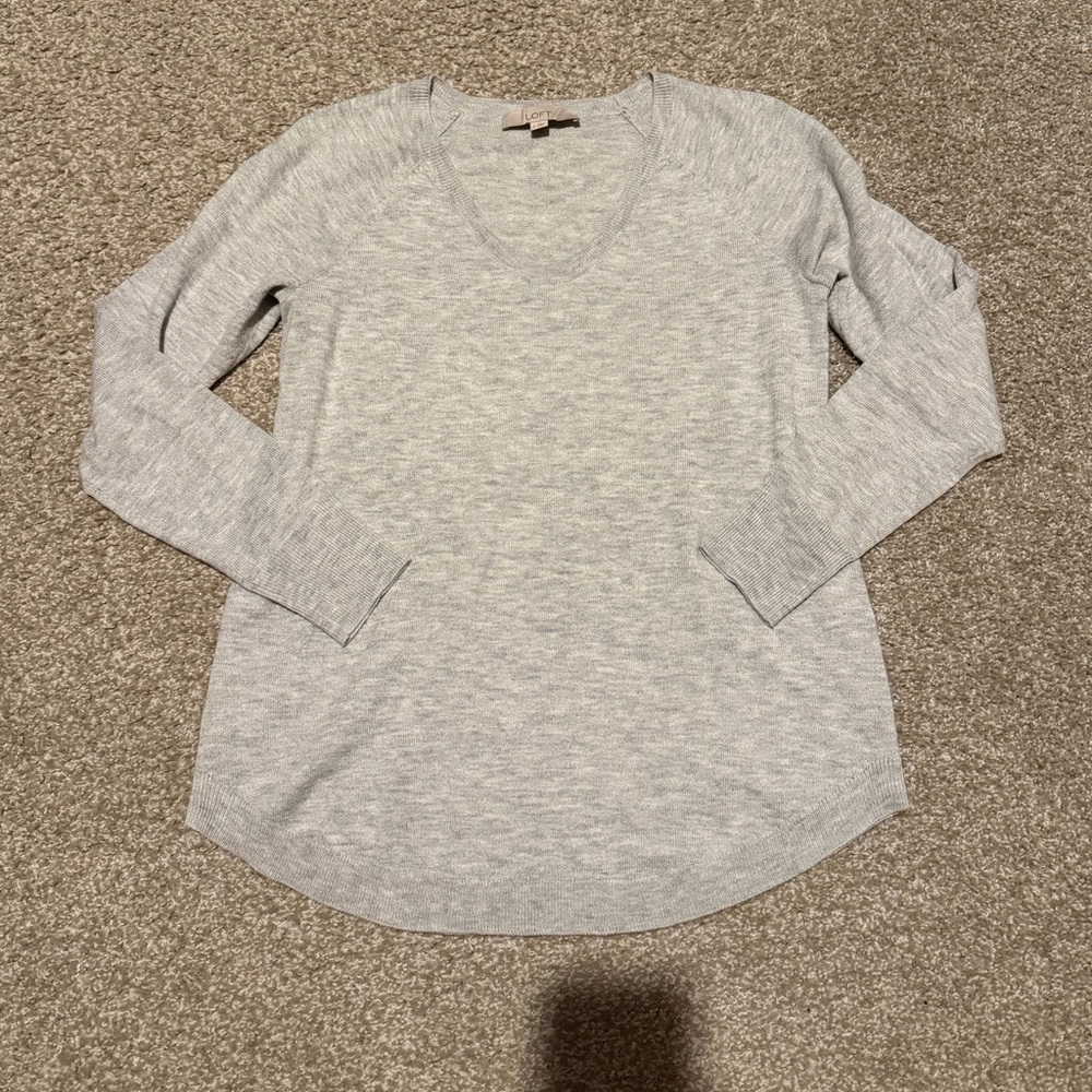 LOFT Light Gray Lightweight Sweater